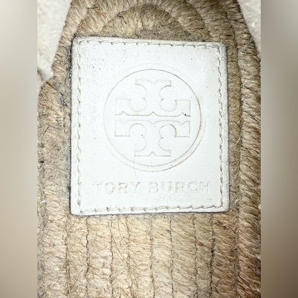 Tory Burch Cream Canvas Weston Flat Espadrilles‎ women’s shoes size 7.5 - Picture 12 of 15